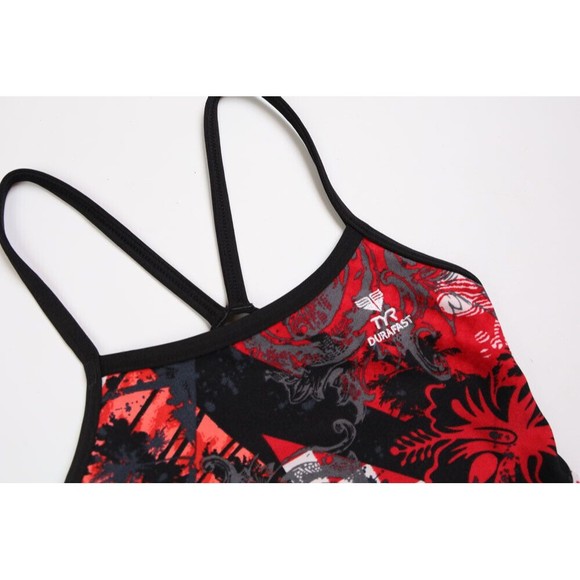 TYR size 28 red/black geometric print diamondback performance racing swimsuit - Picture 3 of 4